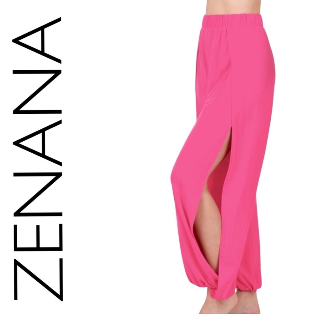 Zenana Wide Leg Split Harem Pants, Size 1X